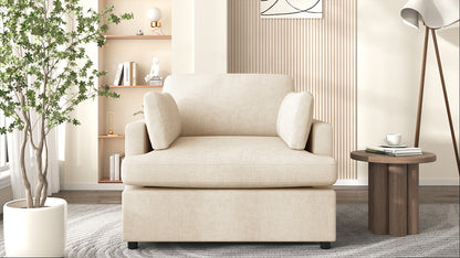 Oversized Accent Chair - Comfortable Armrest Cushions, Versatile Neutral Style, Elegant Design, Durable Frame