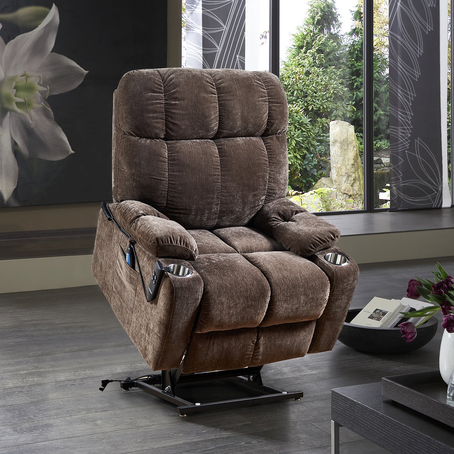 Motor Power Lift Recliner Chair for Elderly Infinite Position Lay Flat 180° Recliner with Heat Massage