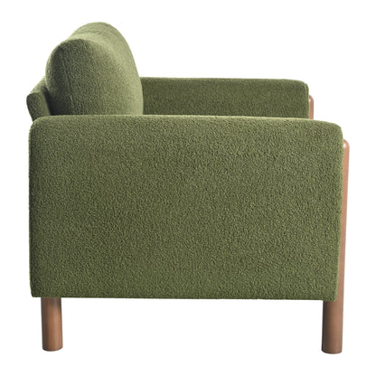 Oversized Accent Chair, Upholstered Living Room Chairs Single Sofa Chair with Walnut Legs, Curved handrail, Green