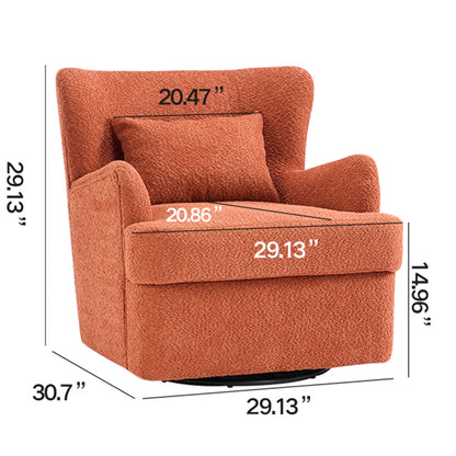 Modern Luxury Velvet Swivel Chair, 360° Swivel Comfort Round Armchair, Single Sofa Chair with Lounge Seat for Bedroom/Office/Reading Space, Set of 1,Orange