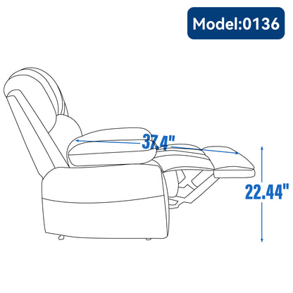 Large Manual Recliner Chair in Fabric for Living Room, Grey