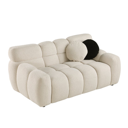 64.96 length,35.83" deepth,human body structure for USA people, marshmallow sofa,boucle sofa,2 seater, BEIGE BOUCLE