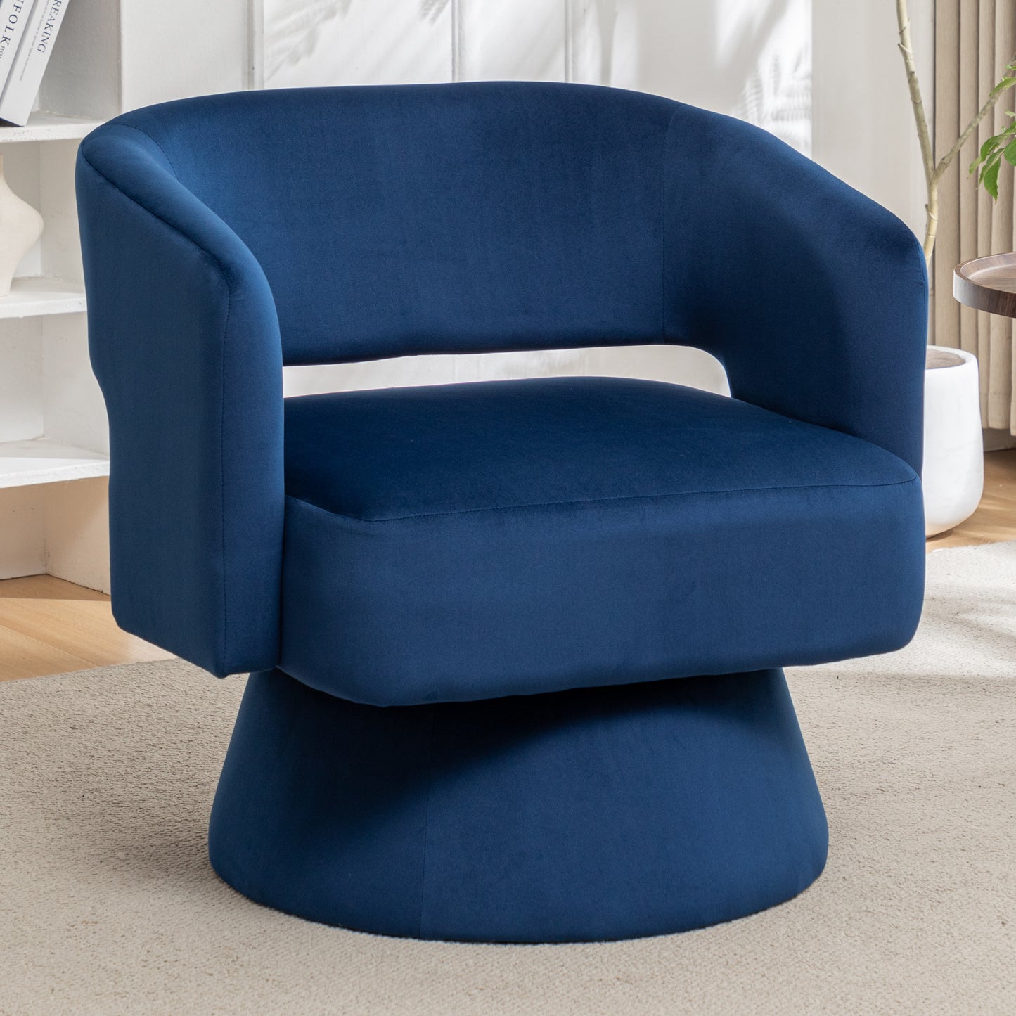 Swivel Barrel Chair, Velvet Accent Armchair 360 Degree Swivel Club Chair for Living Room Bedroom Reception Room