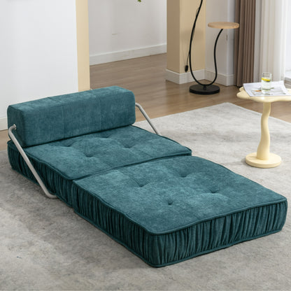 Folding Sofa Bed, Futon Sleeper Chair, Convertible Chair Floor Couch & Sleeping Mattress for Living Room, Guest Room, Home Office, Apartment, Small space, Bed, Removable Back Cushion, Green, 1 Seat