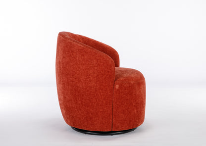 Fabric Swivel Accent Armchair Barrel Chair With Black Powder Coating Metal Ring,Orange