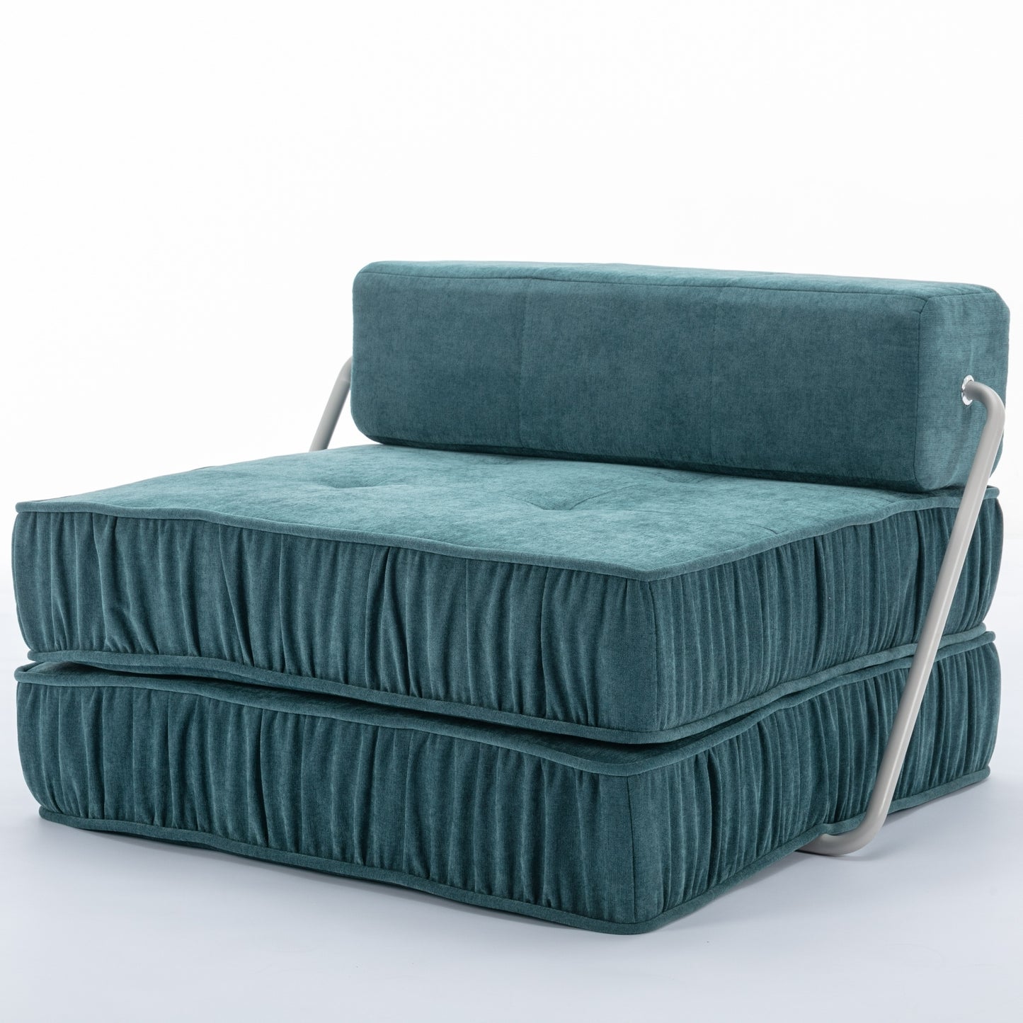 Folding Sofa Bed, Futon Sleeper Chair, Convertible Chair Floor Couch & Sleeping Mattress for Living Room, Guest Room, Home Office, Apartment, Small space, Bed, Removable Back Cushion, Green, 1 Seat