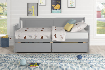 Daybed with two drawers, Twin size Sofa Bed,Storage Drawers for Bedroom,Living Room,Grey(New SKU:W504P149044)