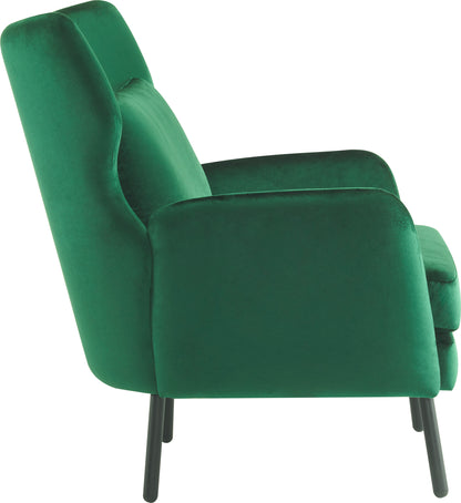 Velvet Accent Chair, Modern Living Room Armchair Comfy Upholstered Single Sofa Chair for Bedroom Dorms Reading Reception Room with Metal Legs & Pillow, Green