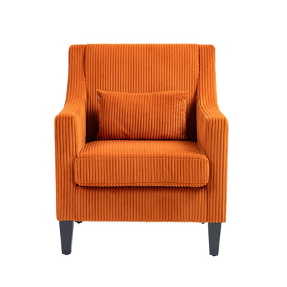 Modern Accent Chair,Upholstered Armchair with Scooped Arms for Bedroom,Apartment,Studio,Office,Waiting Room(Orange Corduroy)