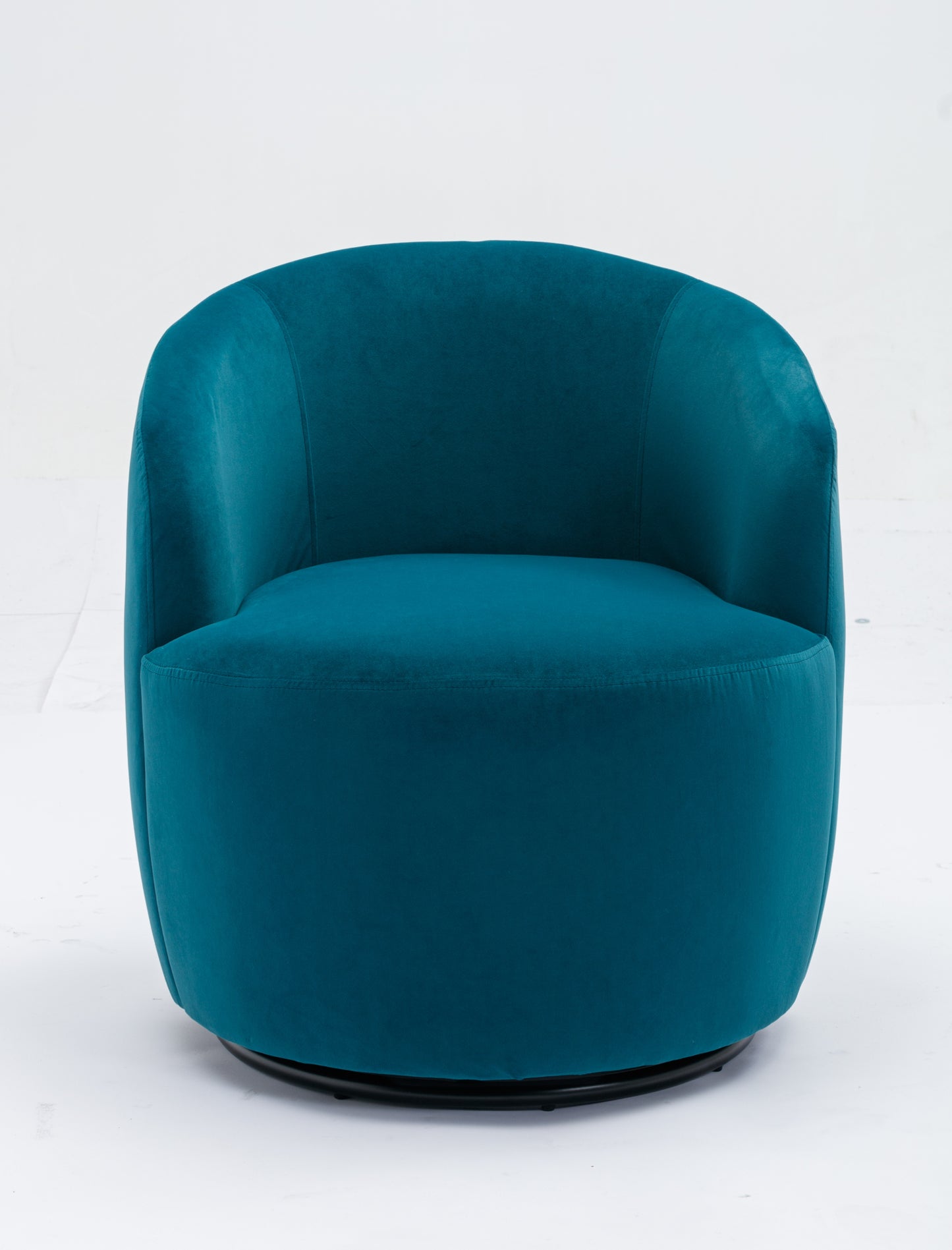 Velvet Fabric Swivel Accent Armchair Barrel Chair With Black Powder Coating Metal Ring,Teal