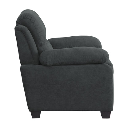 Plush Seating Chair 1pc Dark Gray Textured Fabric Channel Tufting Solid Wood Frame Modern Living Room Furniture