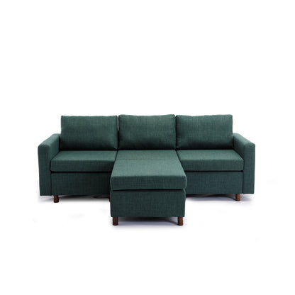 3 Seat Module Sectional Sofa Couch With 1 Ottoman for living room,Seat Cushion and Back Cushion Non-Removable and Non-Washable,Green