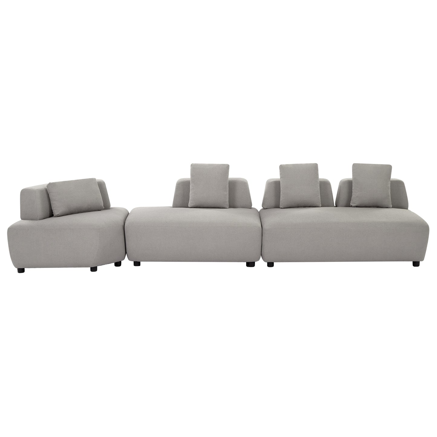 Contemporary 3-piece Sectional Sofa Free Convertible sofa with Four Removable Pillows for Living Room, Grey