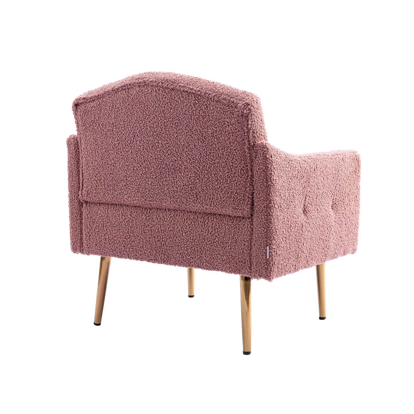 Modern Accent Chair with Arms, Tufted Decorative Fabric Armchair with Gold Metal Legs, Upholstered Reading Chair for Living Room Bedroom Office