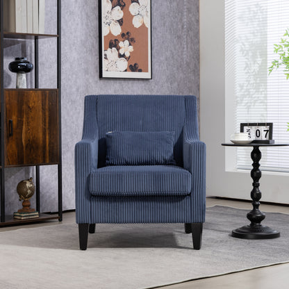 Modern Accent Chair,Upholstered Armchair with Scooped Arms for Bedroom,Apartment,Studio,Office,Waiting Room(Blue Corduroy)