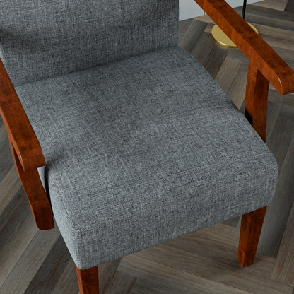 Fabric Accent Arm Chair Set of 2 with Round Wood Table