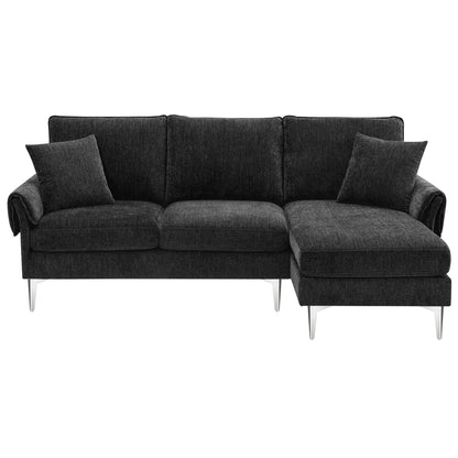 84 " Convertible Sectional Sofa, Modern Chenille L-Shaped Sofa Couch with Reversible Chaise Lounge, Fit for Living Room, Apartment(2 Pillows)