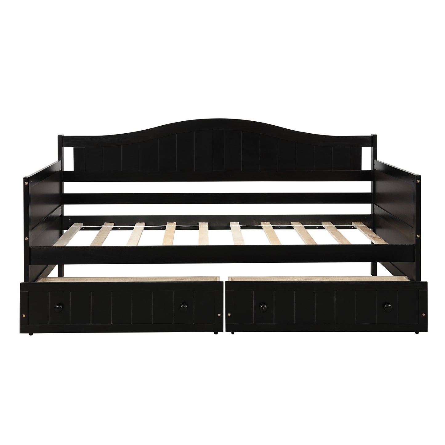 Wooden Daybed with 2 drawers, Sofa Bed for Bedroom Living Room,No Box Spring Needed,Espresso