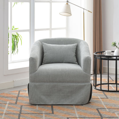 360-degree Swivel Accent Armchair Linen Blend Orange LIGHT GREEN