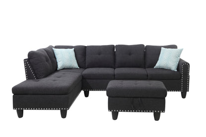 98" Wide Left Hand Facing Sofa & Chaise with Ottoman