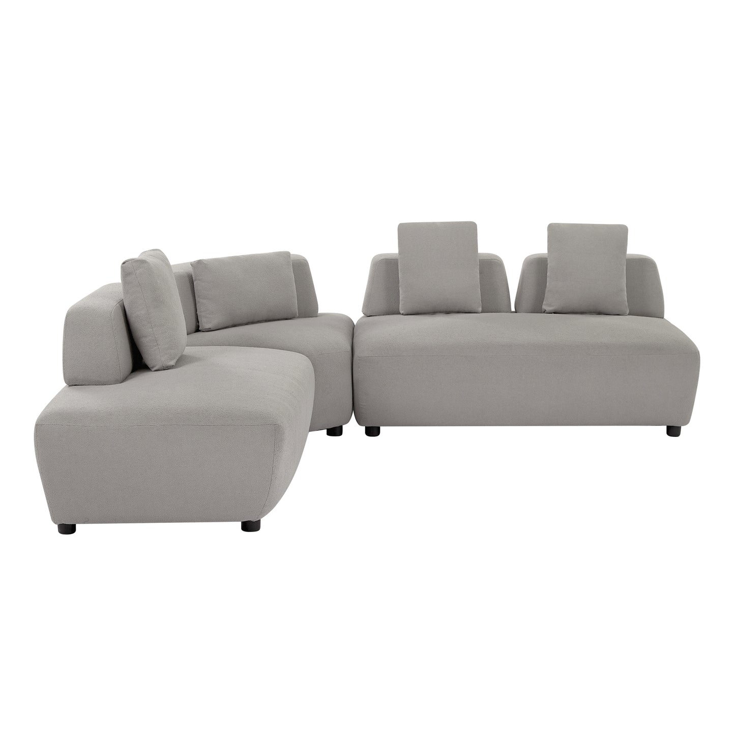 Contemporary 3-piece Sectional Sofa Free Convertible sofa with Four Removable Pillows for Living Room, Grey