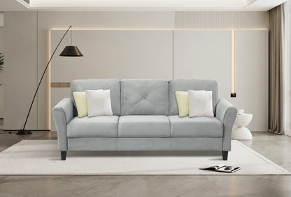 Fashionable living room sofa for 3 people, gray fabric