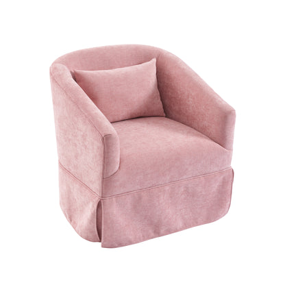 360-degree Swivel Accent Armchair Linen Blend PINK