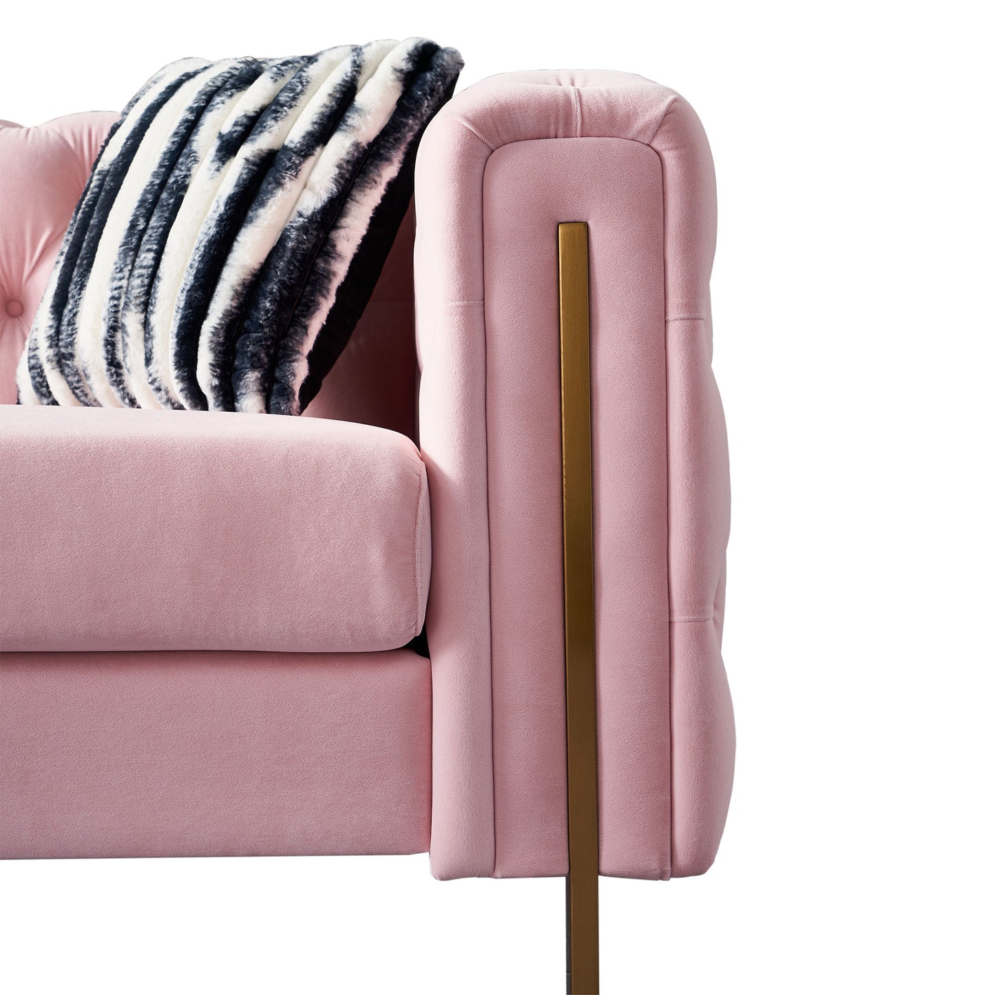 Modern Tufted Velvet Living Room Sofa, 84.25''W Couch,Pink