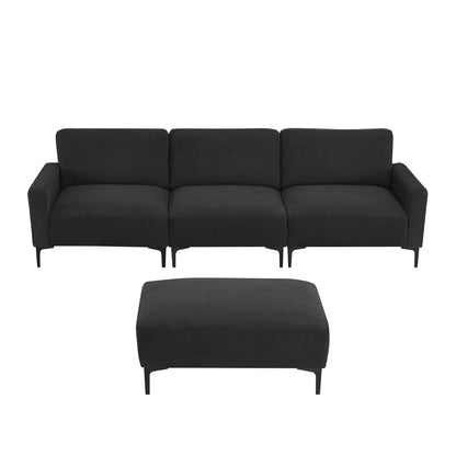 103.5*59" Modern L-shaped Sectional Sofa, 4-seat Velvet Fabric Couch Set with Convertible Ottoman,Freely Combinable Sofa for Living Room, Apartment, Office,Apartment,2 Colors