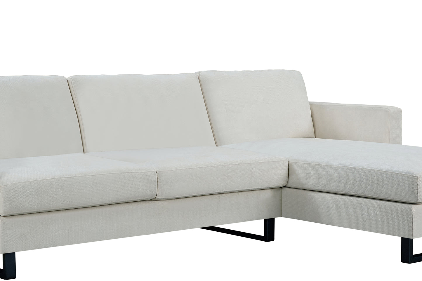 SOFA The best choice products upholstered sectional sofa for families, apartments, dormitories, award rooms, compact space with chaise longue, 3 seats, L-shaped design, off-white