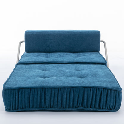 Folding Sofa Bed, Futon Sleeper Chair, Convertible Chair Floor Couch & Sleeping Mattress for Living Room, Guest Room, Home Office, Apartment, Small space, Bed, Removable Back Cushion, Blue, 1 Seat