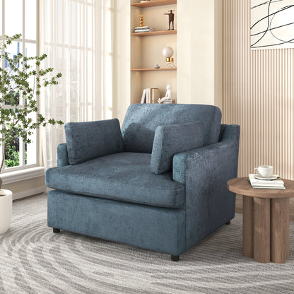 Oversized Accent Chair - Comfortable Armrest Cushions, Versatile Neutral Style, Elegant Design, Durable Frame blue