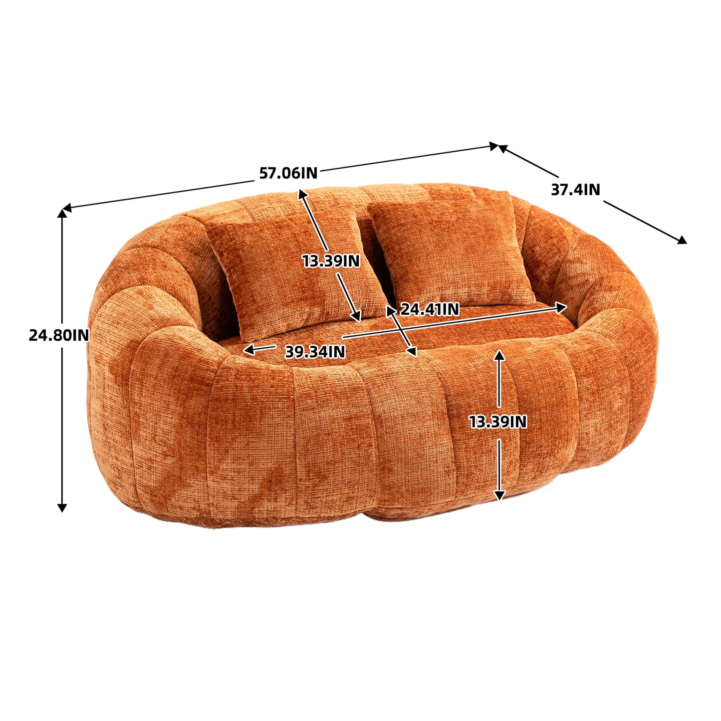 Bean Bag sofa Lazy Sofa Durable Comfort Lounger High Back Bean Bag Chair Couch for Adults and Kids, Indoor & Outdoor, Accent Floor Soft Lounge Chair (Orange chenille)