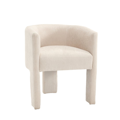 Barrel Accent Chair, Mid-Century Modern Living Room Chair, Upholstered Side Armchair with 3 Legs for Bedroom/Reading Spaces (Beige)