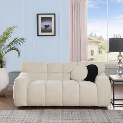 64.96 length,35.83" deepth,human body structure for USA people, marshmallow sofa,boucle sofa,2 seater, BEIGE BOUCLE