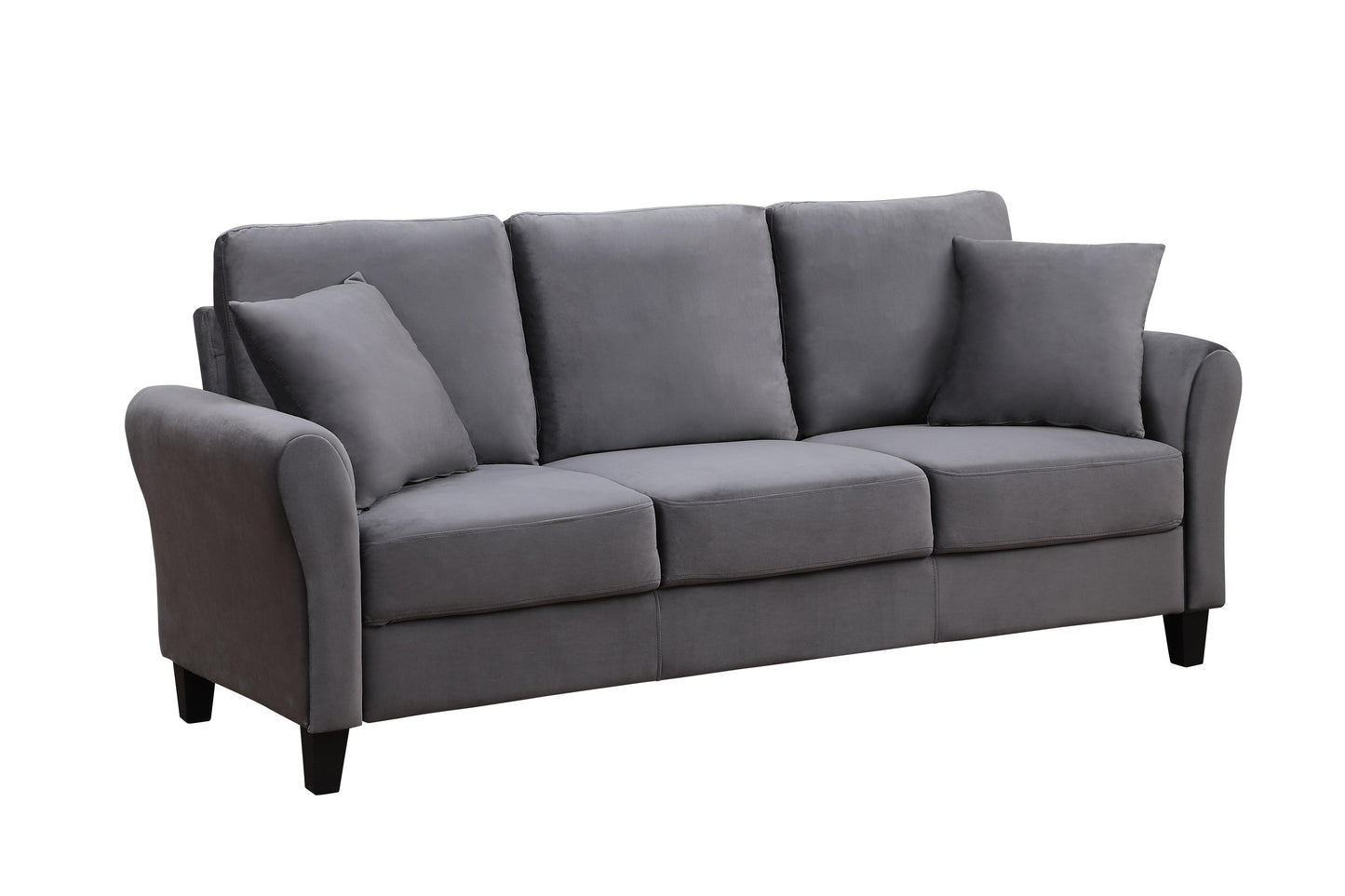 Modern Velvet Couch with 2 Pillow, 78 Inch Width Living Room Furniture, 3 Seater Sofa with Plastic Legs