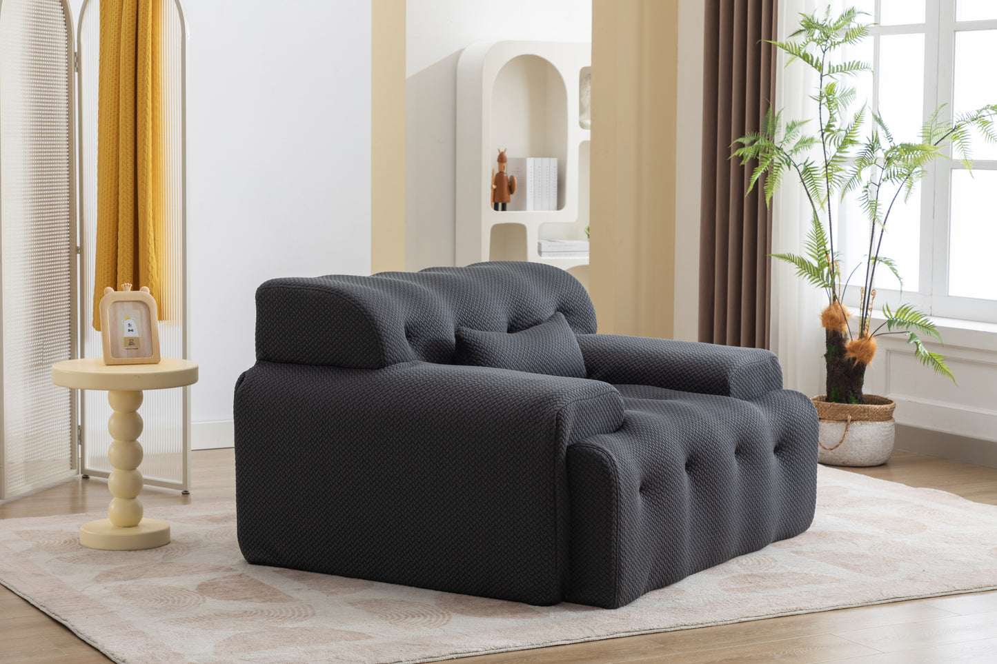 Large Size 1 Seater Sofa, Pure Foam Comfy Sofa Couch, Modern Lounge Sofa for Living Room, Apartment