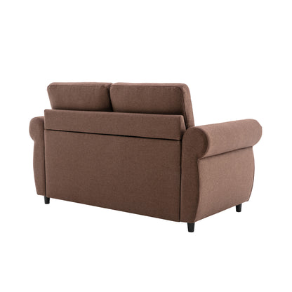 57.5" Pull Out Sofa Bed Loveseat Sleeper with Twin Size Memory Mattress for Living Room Spaces, Brown