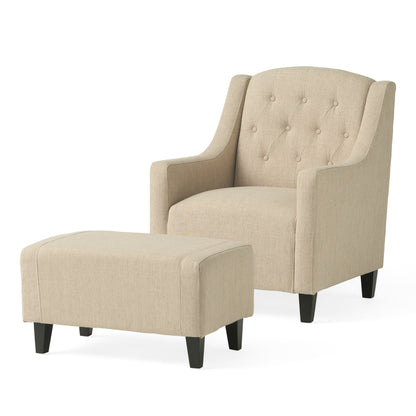 Upholstered Armchair with Ottoman