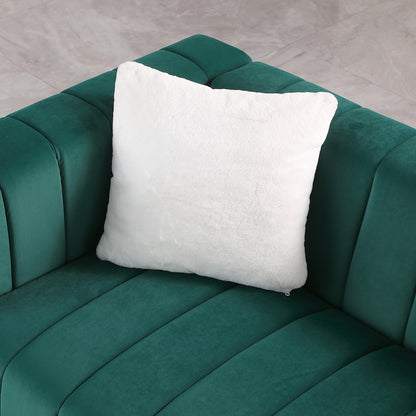 A modern channel sofa take on a traditional Chesterfield,Dark Green color,3 Seater