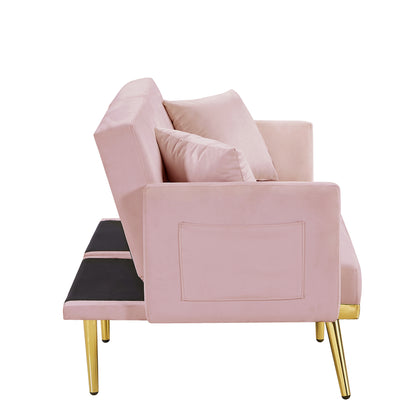 PINK VELVET SOFA BED