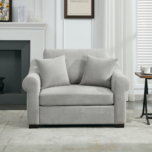 Modern Chenille Oversized Armchair, Accent Chair, Single Sofa for Bedroom, Living Room,44.5" Wide, Light Grey