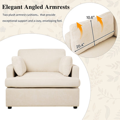 Oversized Accent Chair - Comfortable Armrest Cushions, Versatile Neutral Style, Elegant Design, Durable Frame