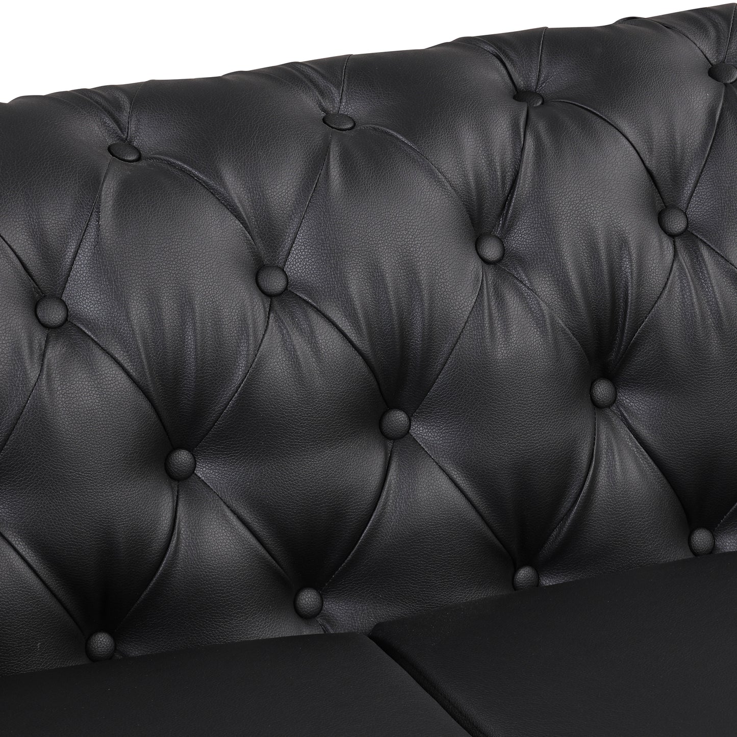 44" Modern Sofa Couch PU Upholstered Sofa with Sturdy Metal Legs, Button Tufted Back, Single Sofa Chair for Living Room,Apartment,Home Office, Black