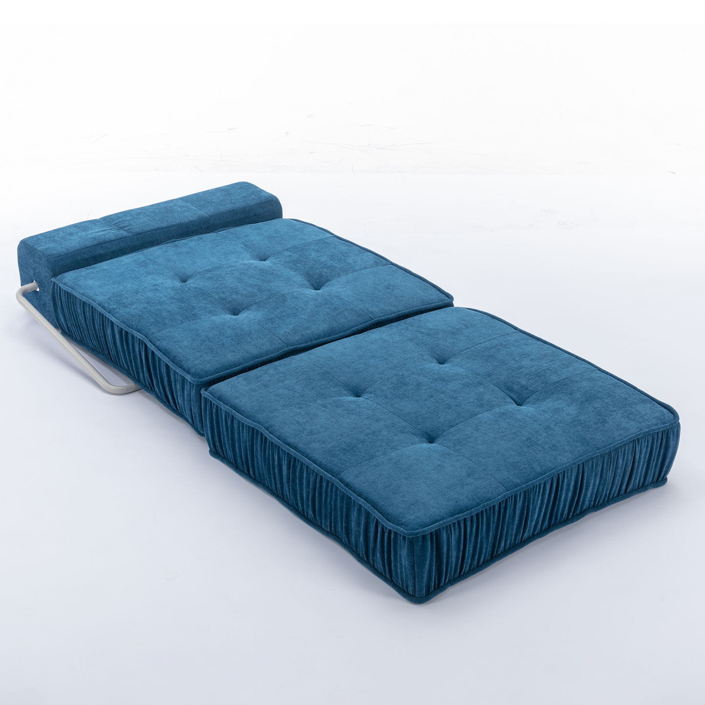 Folding Sofa Bed, Futon Sleeper Chair, Convertible Chair Floor Couch & Sleeping Mattress for Living Room, Guest Room, Home Office, Apartment, Small space, Bed, Removable Back Cushion, Blue, 1 Seat