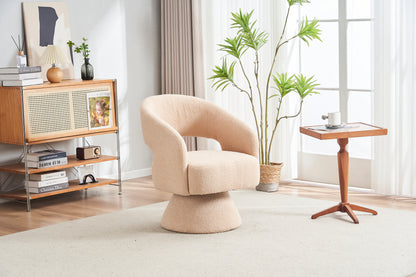 Swivel Accent Chair Armchair, Round Barrel Chair in Fabric for Living Room Bedroom,Nude Teddy