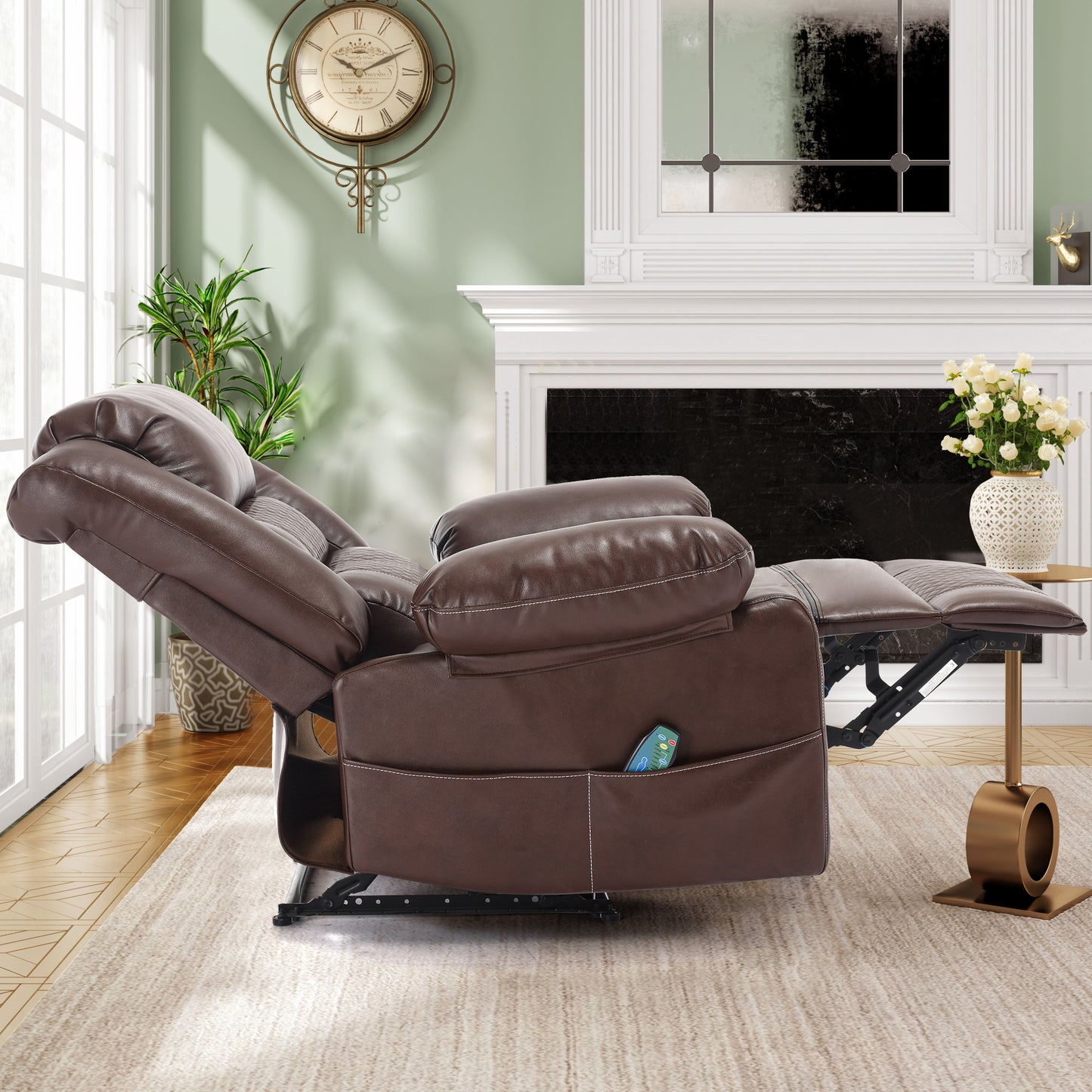 Breathable Leather Massage Recliner Chair Manual Living Room Reclining Sofa