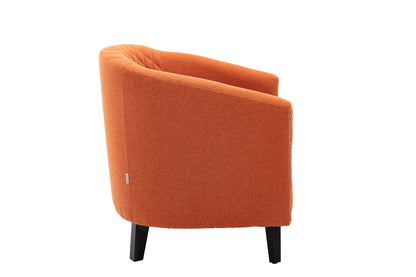 Barrel Chairs with Soft Padded Armrest, Club Chairs with nailheads and solid wood legs for Living Room Bedroom Waiting Room (Orange Linen)