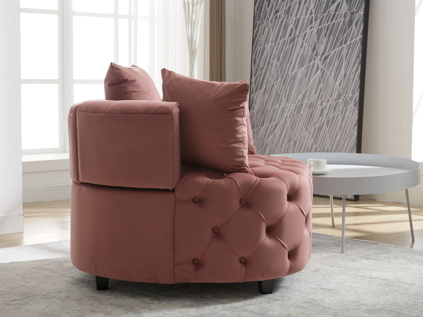 Accent Chair / Classical Barrel Chair for living room / Modern Leisure Sofa Chair (Pink)