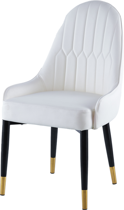 Modern Leather Dining Chair Set of 2, Upholstered Accent Dining Chair, Legs with Black Plastic Tube Plug